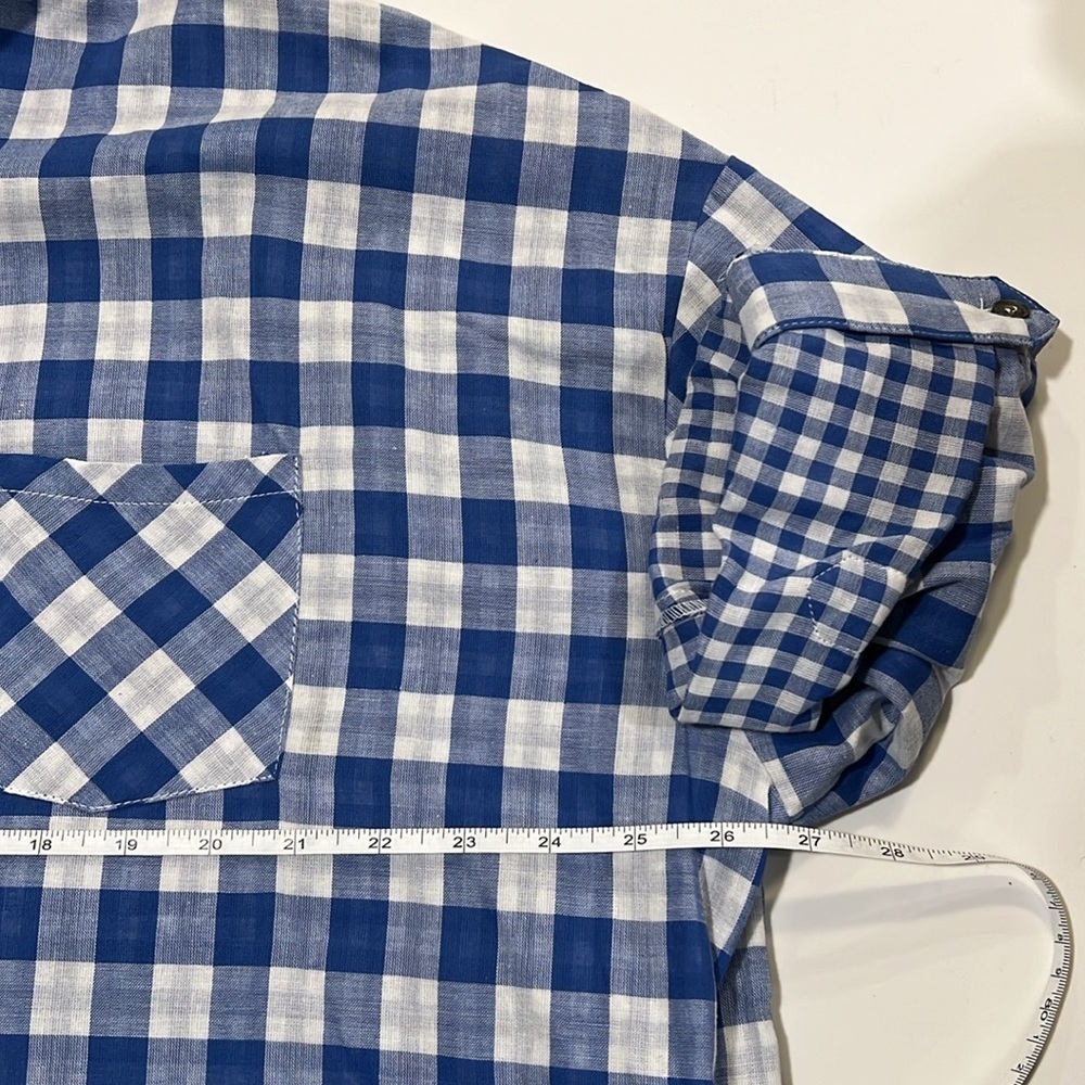 Lac‎ Bleu - boutique, white and blue plaid checkered tunic - Picture 6 of 7